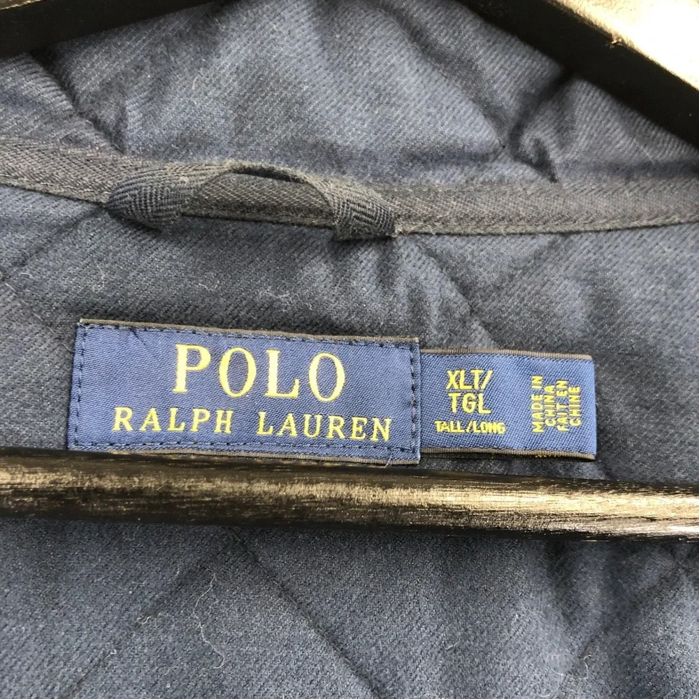 Polo Ralph Lauren Jacket Mens XL Tall Blue Diamond Quilted Corduroy Trim